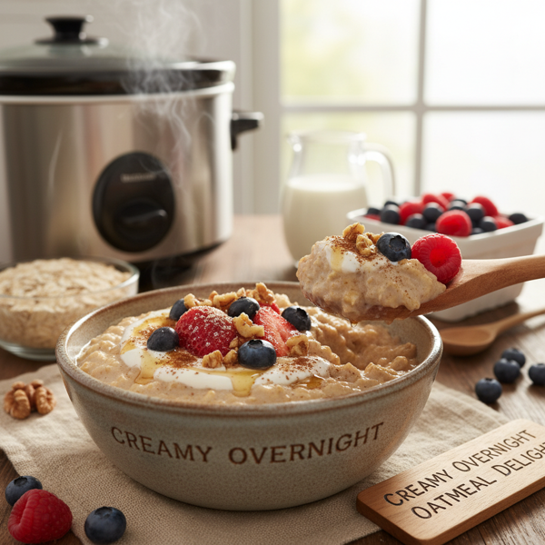 Creamy Overnight Crock Pot Oatmeal Delight recipe