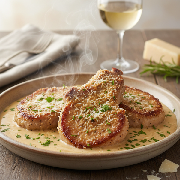 Creamy Parmesan-Dusted Pork Chops recipe