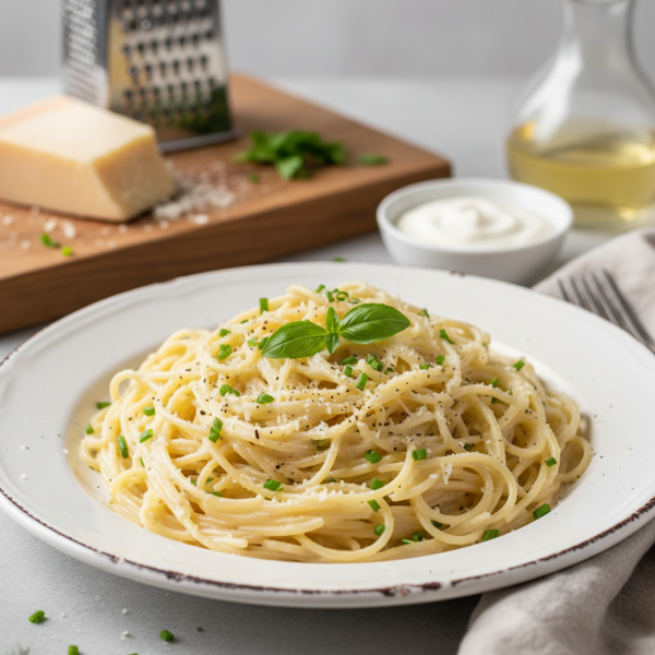 Creamy Parmesan Angel Hair Toss recipe