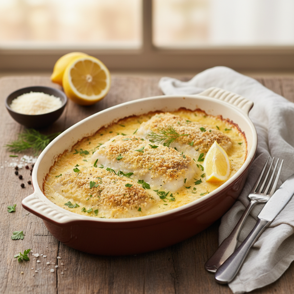 Creamy Parmesan Baked Pollock recipe