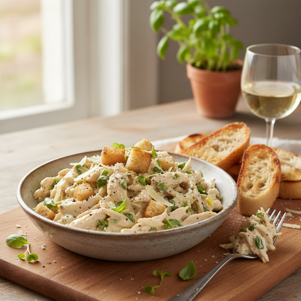 Creamy Parmesan Basil Chicken Salad Delight recipe