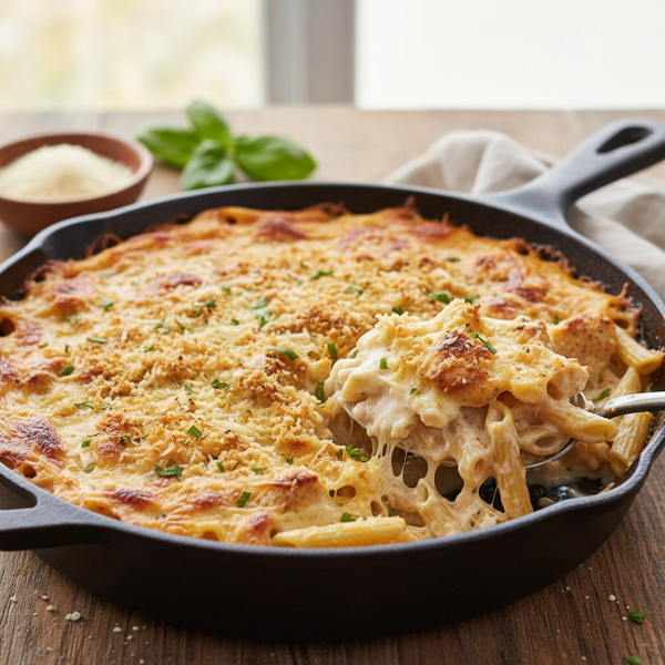 Creamy Parmesan Chicken Pasta Bake recipe