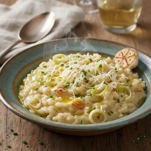 Creamy Parmesan Leek Risotto with Garlic recipe