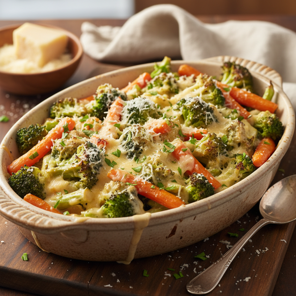 Creamy Parmesan Roasted Broccoli and Carrots recipe