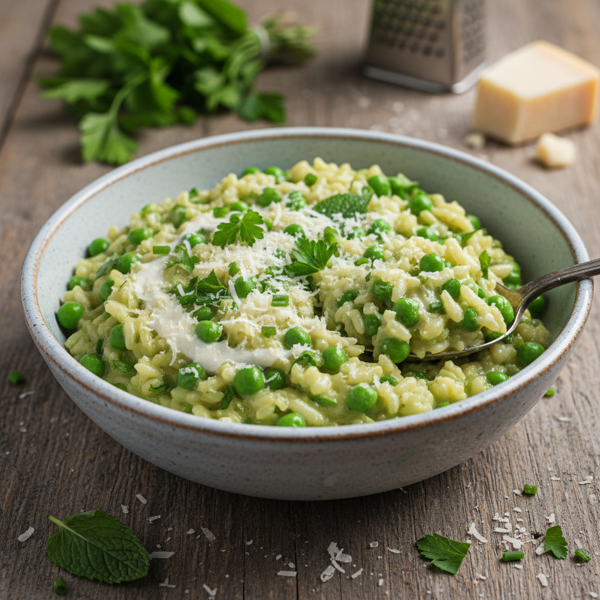 Creamy Pea and Herb Risotto with Fresh Parmesan recipe