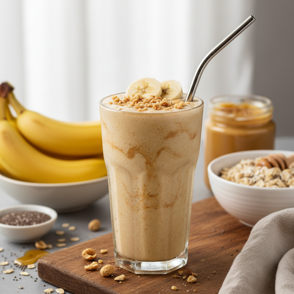 Creamy Peanut Butter Banana Oatmeal Smoothie recipe