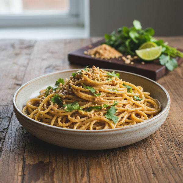Creamy Peanut Cilantro Spaghetti recipe
