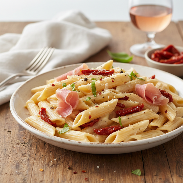 Creamy Penne with Prosciutto and Sun-Dried Tomatoes recipe