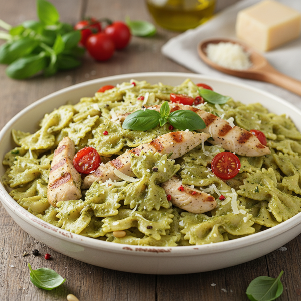 Creamy Pesto Bow Tie Chicken Delight recipe