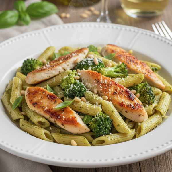 Creamy Pesto Chicken & Broccoli Penne recipe