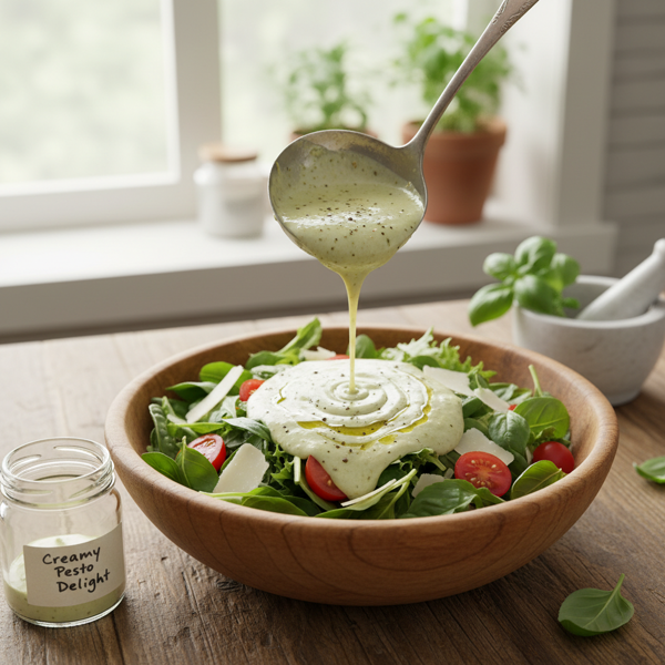 Creamy Pesto Delight Salad Dressing recipe