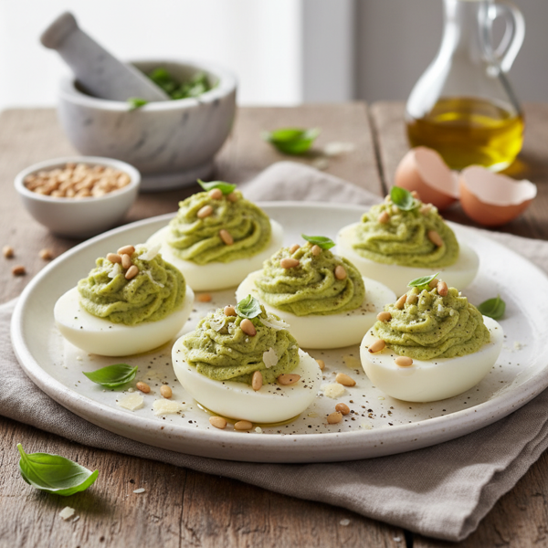 Creamy Pesto Deviled Eggs recipe