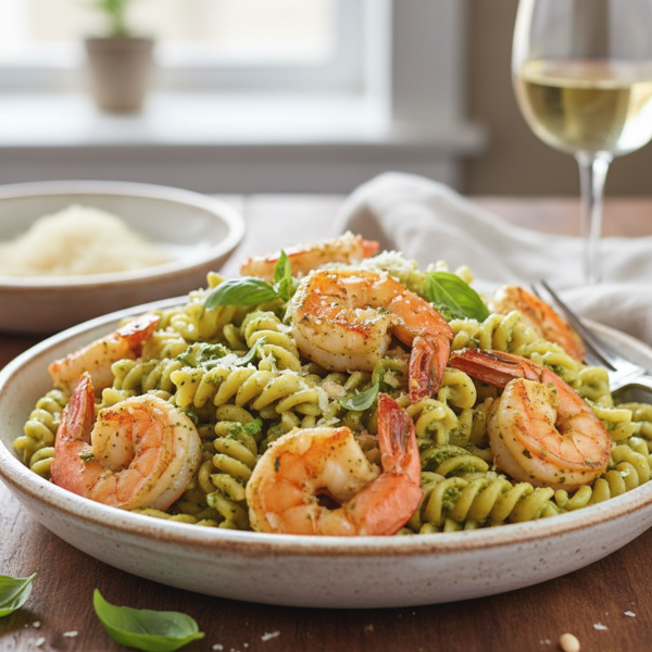 Creamy Pesto Shrimp Pasta Delight recipe
