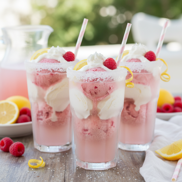 Creamy Pink Lemonade Floats recipe