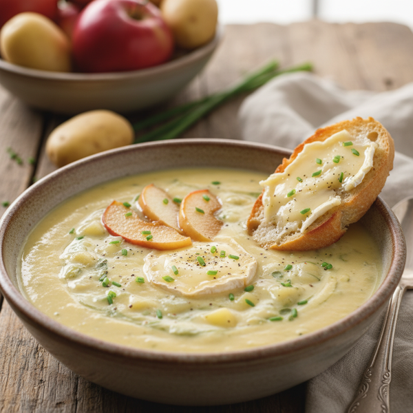 Creamy Potato & Apple Fusion Soup with Brie recipe