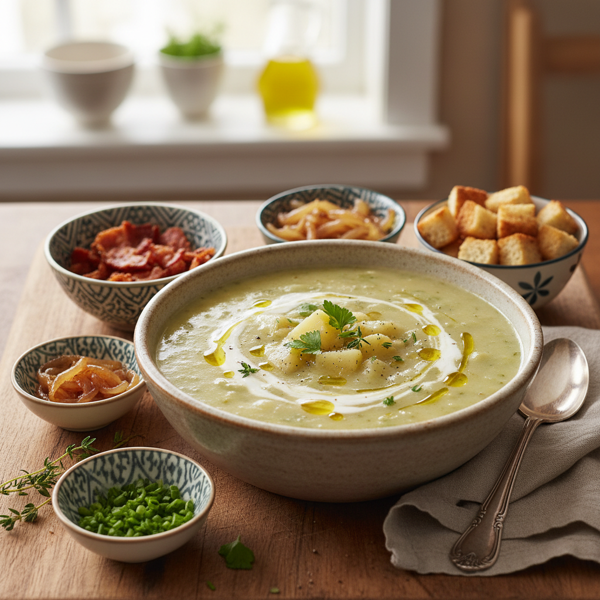 Creamy Potato & Leek Soup with Versatile Additions recipe
