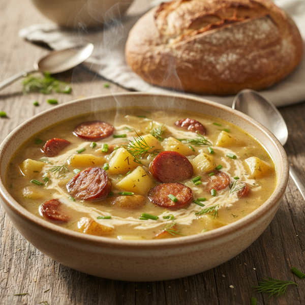 Creamy Potato & Smoked Sausage Soup recipe