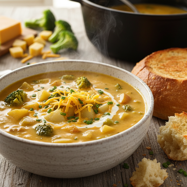 Creamy Potato and Broccoli Cheddar Soup recipe