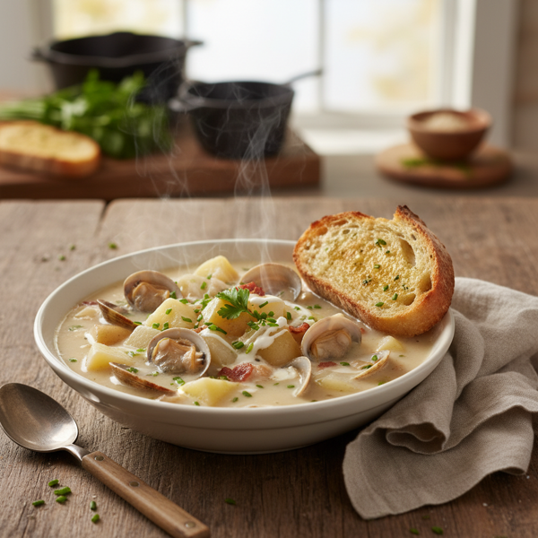 Creamy Potato and Clam Chowder Delight recipe
