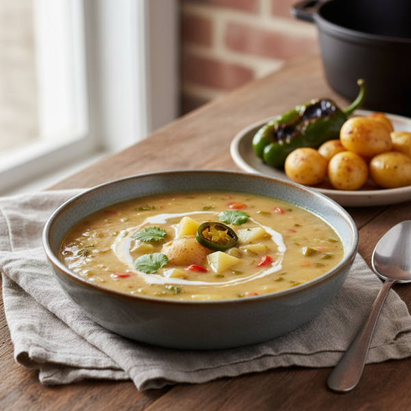 Creamy Potato and Roasted Chile Soup recipe