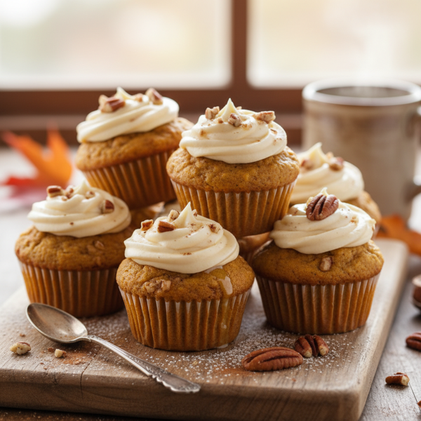 Creamy Pumpkin-Pecan Muffins recipe