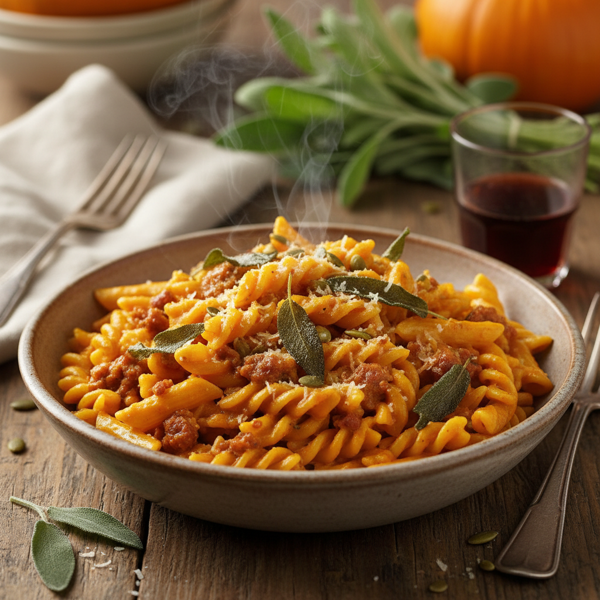 Creamy Pumpkin Sage Penne with Sausage recipe