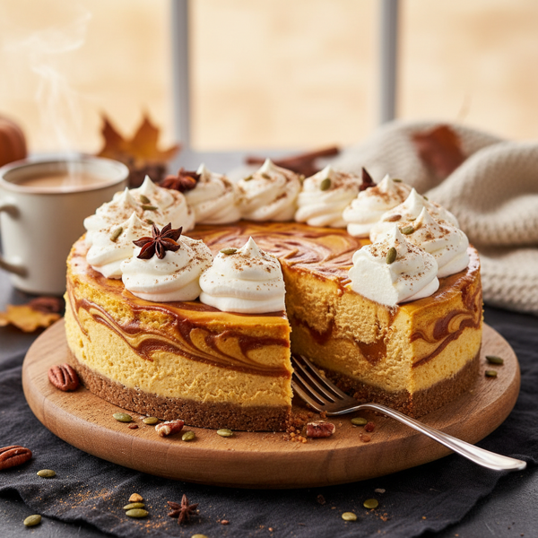 Creamy Pumpkin Spice Swirl Cheesecake recipe