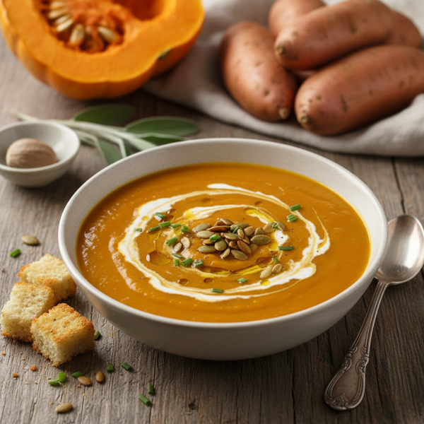 Creamy Pumpkin and Sweet Potato Bisque recipe