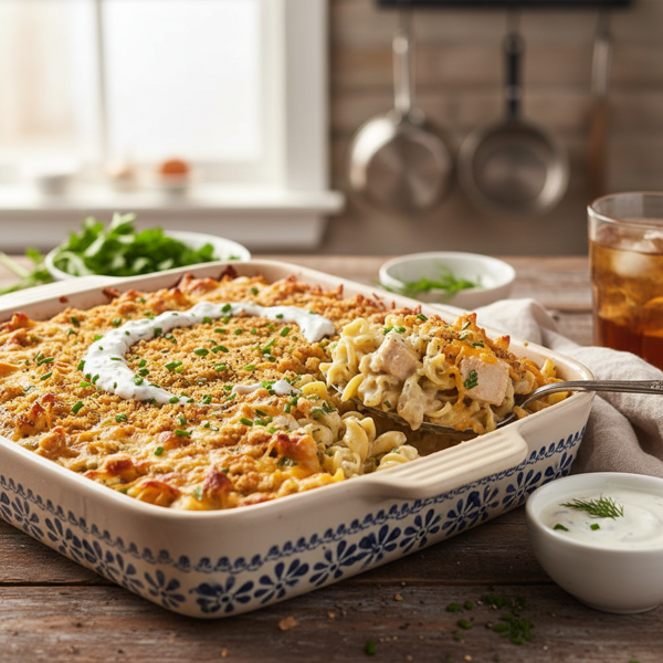 Creamy Ranch Chicken Noodle Bake recipe