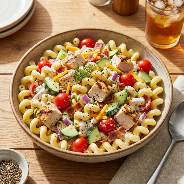 Creamy Ranch Chicken Pasta Salad recipe