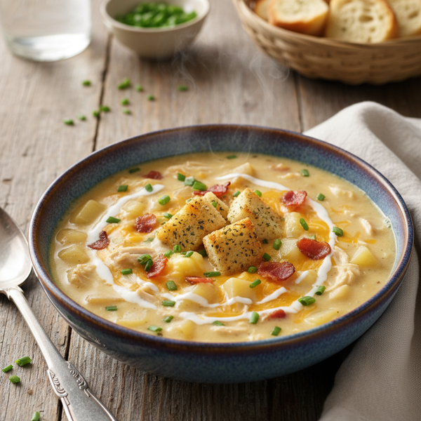 Creamy Ranch Chicken & Cheddar Potato Soup recipe