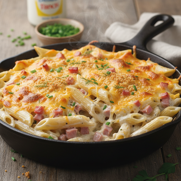 Creamy Ranch Ham & Cheese Penne Bake recipe