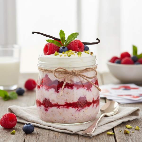 Creamy Raspberry Vanilla Overnight Oats recipe