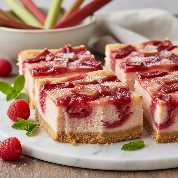 Creamy Rhubarb Cheesecake Bars recipe