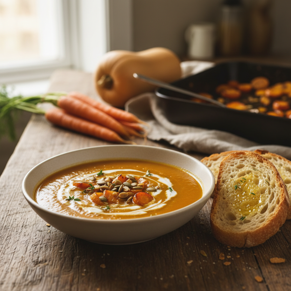 Creamy Roasted Butternut Squash and Carrot Soup recipe