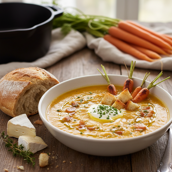 Creamy Roasted Carrot and Brie Soup recipe