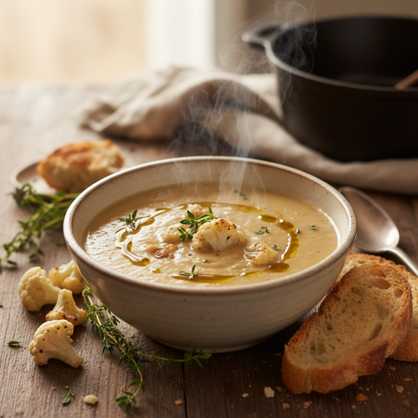 Creamy Roasted Cauliflower Soup with Thyme recipe