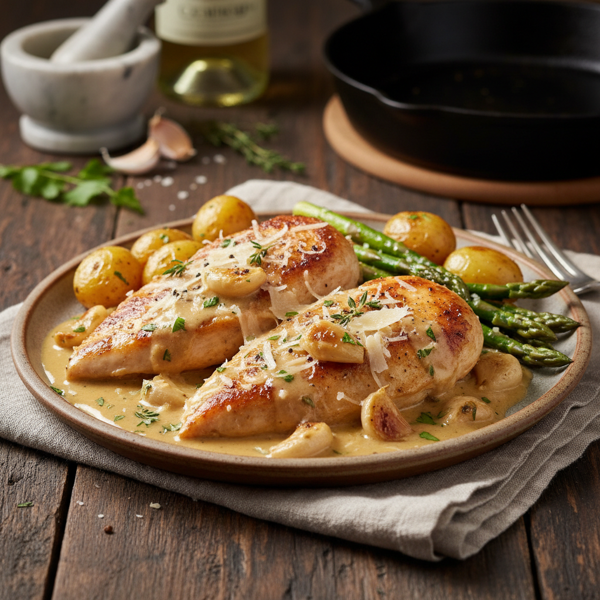 Creamy Roasted Garlic Chicken with Parmesan recipe