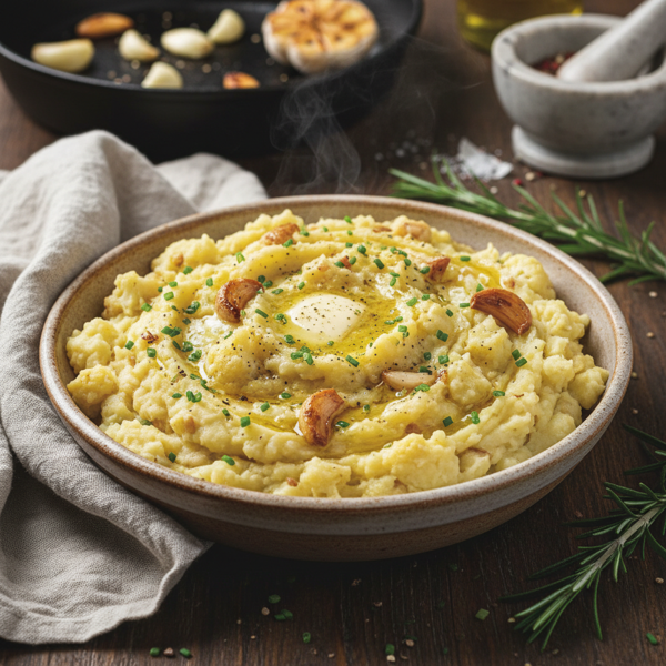 Creamy Roasted Garlic Mashed Potatoes with Cauliflower recipe