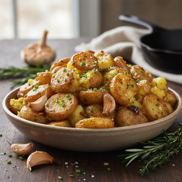 Creamy Roasted Garlic Smashed Potatoes recipe