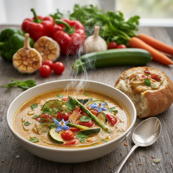 Creamy Roasted Garlic and Garden Vegetable Soup recipe