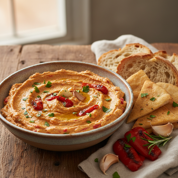 Creamy Roasted Garlic and Red Pepper Dip recipe