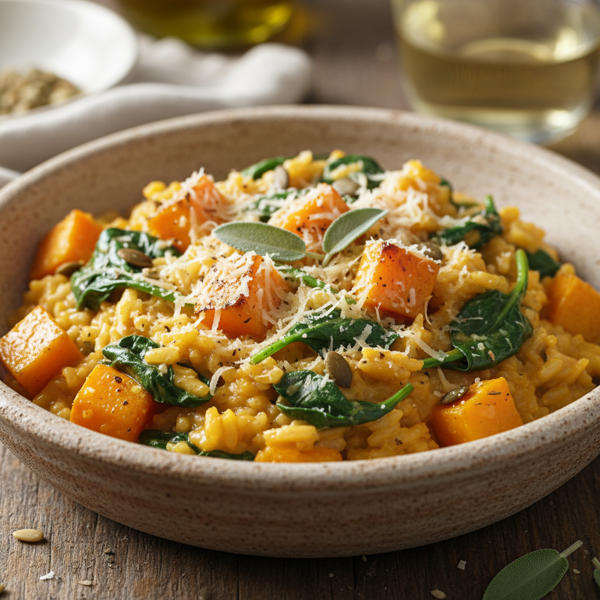 Creamy Roasted Pumpkin & Spinach Risotto recipe