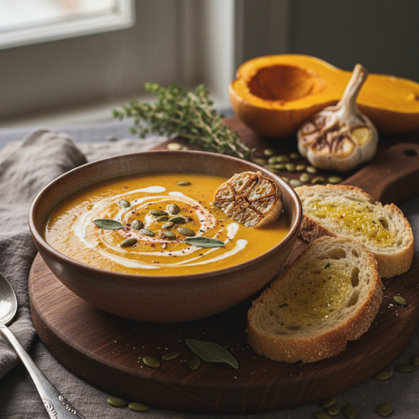 Creamy Roasted Pumpkin and Garlic Velouté recipe