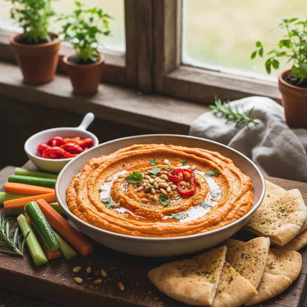 Creamy Roasted Red Pepper Hummus Delight recipe