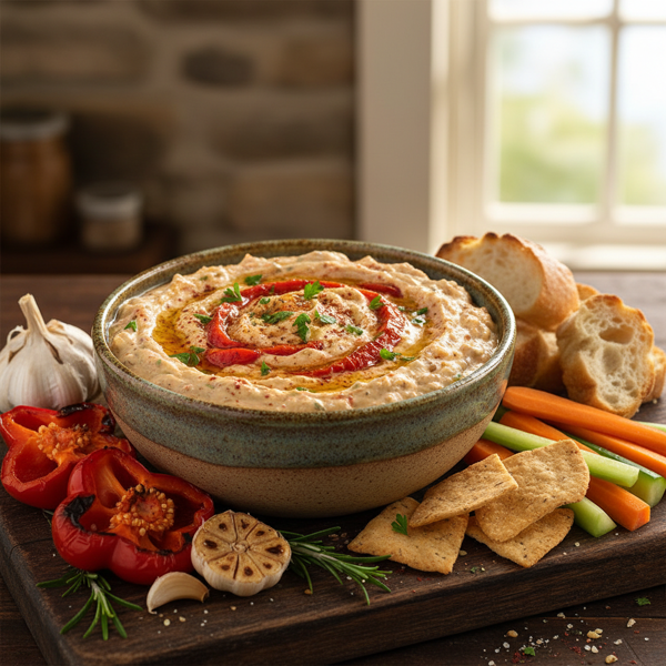 Creamy Roasted Red Pepper and Garlic Dip recipe