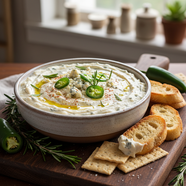 Creamy Rosemary Jalapeño Blue Cheese Dip recipe