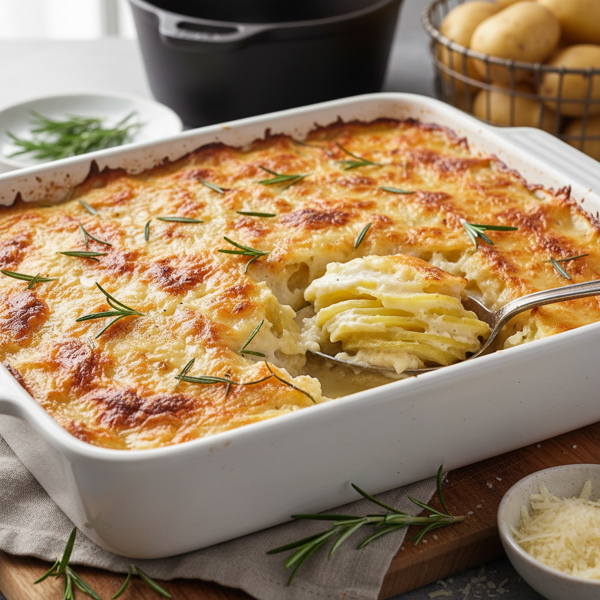 Creamy Rosemary Parmesan Au Gratin Potatoes recipe