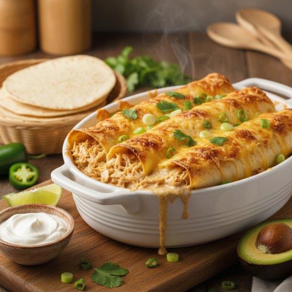 Creamy Rotisserie Chicken Enchiladas recipe