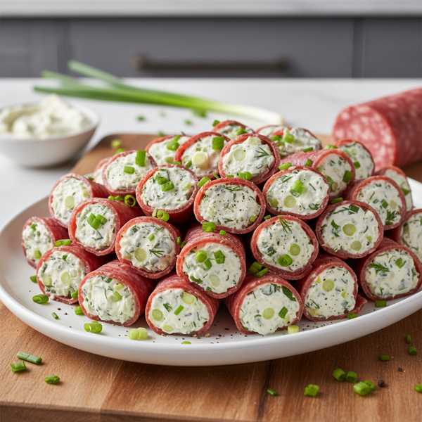 Creamy Salami and Green Onion Roll-Ups recipe